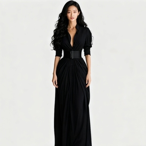 Vestidos Camiseros Elegantes con Cuello y Botones para Mujer, Nuevo Estilo con Cinturón, a la Moda - Product Image 2