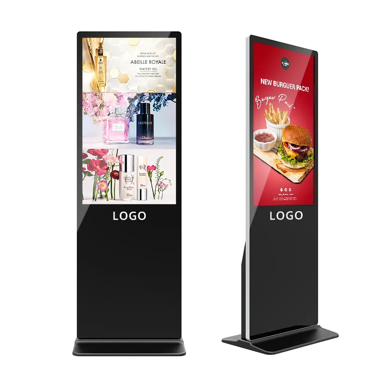 Papan reklame digital layar sentuh dalam ruangan 43 55 inci, papan iklan berdiri lantai papan reklame digital