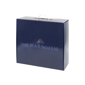 Boîtes à chapeau en papier kraft <span class=keywords><strong>noir</strong></span> écologique Emballage de chapeau en <span class=keywords><strong>feutre</strong></span> rond en carton rigide à insertion personnalisée avec poignée - Product Image 2