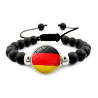 Bracelet en verre soufflé en forme de ballon de football, unisexe, tendance, noir, Allemagne, Espagne, Brésil, cadeau, bijoux