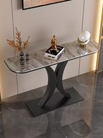 Table console moderne et simple en acier, design de luxe léger avec plateau en pierre, idéale pour salon ou couloir très étroit
