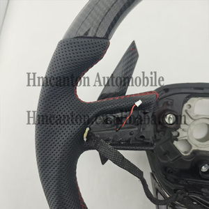 Volante Deportivo de Fibra de Carbono y Cuero en Oferta para Modelos Audi A3 A4 A4L A5 A7L A8 5 7 B9 A6 R8 - Product Image 5