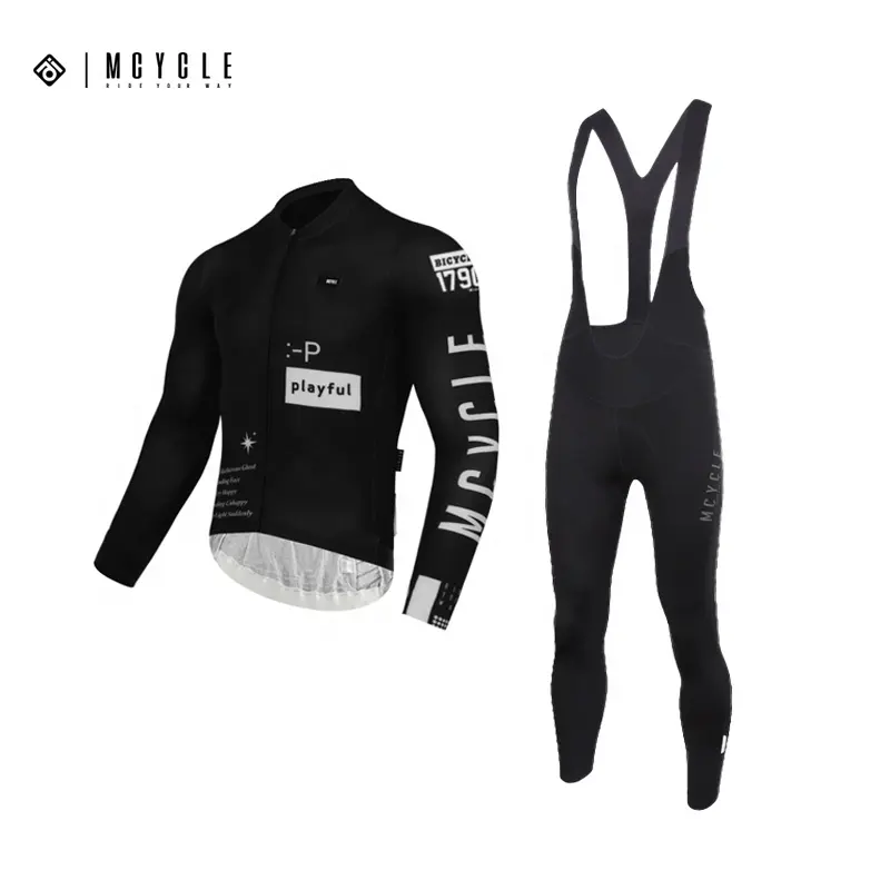 Mcycle all'ingrosso Ciclismo Jersey Ciclismo abbigliamento personalizzato Ciclismo pantaloni con bavaglino manica lunga maglie da Ciclismo Set per uomo donna