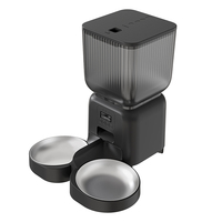 Distributeur intelligent d'aliments pour animaux de compagnie en acier inoxydable et plastique, écologique, 4,5 L, double bol, alimentation à distance via application mobile, programmation de l'alimentation - Vente en gros B2B