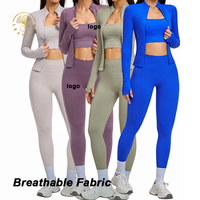 Ensemble de sport sans couture pour femme : Soutien-gorge de sport dos croisé et Leggings de yoga taille haute effet push-up fessier pour la course et le yoga