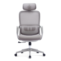 Chaise de bureau ergonomique à dossier haut en maille avec appui-tête réglable et support lombaire, chaise de bureau pivotante pour la maison et le bureau, gris
