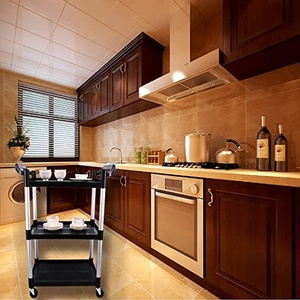 Kereta Dorong Dapur 3 Tingkat, Kereta Dorong Utilitas Restoran <span class=keywords><strong>Dolly</strong></span> dengan Tiga Rak Tanpa Suara dengan Roda Dapat Dikunci - Product Image 5