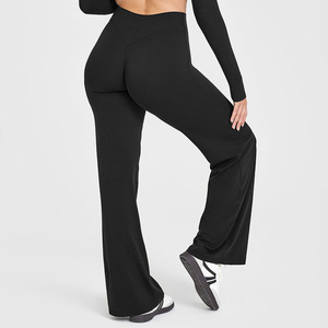 NCLAGEN Oner gambe dritte di alta qualità palestra allenamento Activewear vita alta Yoga Leggings tinta unita a gamba dritta pantaloni sportivi attivi - Product Image 3