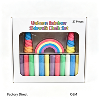 Coffret de Craies de Trottoir en Forme de Licorne 27 Pièces Sans Poussière Non Toxique Lavable Jouet Artistique Extérieur pour Enfants Fourniture d'Usine