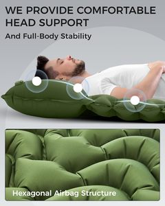Lightweight TPU Self-Inflating <b>Folding</b> Air <b>Bed</b> Camping Sleeping Mat with Pillow Built-in Pedal Pump Inflatable Sleeping Mat - Product Image 2