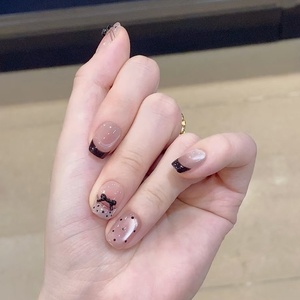 <span class=keywords><strong>Uñas</strong></span> Postizas Desmontables con Diseño de Ojo de Gato y Lazo de <span class=keywords><strong>Lunares</strong></span>, Estilo Dulce, Adhesivas, para Mujeres y Niñas, con Diseño de Dibujos Animados - Product Image 1