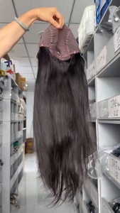 Parrucca Brasiliana <span class=keywords><strong>Afro</strong></span> Riccioli Lunghi in Pizzo Completo, Misura Piccola, Densità 130%, Capelli Umani con Frangia, Decolorata, Senza Colla - Product Image 4