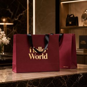 Cardboard <b>Paper</b> <b>Bag</b> Sturdy Custom Made <b>Paper</b> <b>Bag</b> with Handles for Heavy Duty Shopping and Luxury <b>Gift</b> Packaging - Product Image 1