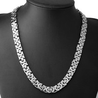 Chaîne byzantine en acier inoxydable multicolore 6MM 8MM 11MM, collier à maillons plats, accessoires de bijoux avec fermoir