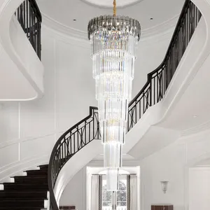 浪居现代水晶吊灯楼梯豪华客厅装饰发光二极管水晶灯大型设计大厅大堂灯具
