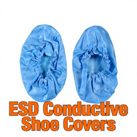 Chaussures de protection antistatiques réutilisables ESD avec bottes en PVC antidérapantes en polyester pour salle blanche, laboratoire, usine d'électronique, sécurité industrielle