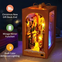 Hamaileon Niedriger MOQ Lasergeschnittenes DIY Holz-Weihnachtsstraßen-Buchnischen-Set mit Farb-LED für Erwachsene, Stressabbau-Schneedorf-Puppenhaus-Geschenk