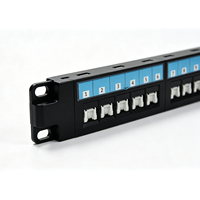 Panel Patch Kosong 1U 19 inci Cat6 UTP 24 Port RJ45 Jacks, Bahan Hitam, Berat Ringan, dengan Plastik yang Dapat Dilepas, untuk Dalam Ruangan