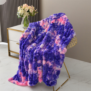 <strong>King</strong> <strong>Size</strong> Thick Baby Faux <strong>Fur</strong> <strong>Throw</strong> Blankets Fluffy Rainbow Tie Dye Fleece Cozy Large Fake Rabbit <strong>Fur</strong> Blanket - Product Image 2