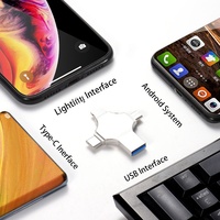 Clé USB OTG 4 en 1 3.0 128GB 256GB 512GB USB 2.0 pour Type-C /Lightning/ Micro USB/ordinateur avec logo personnalisé