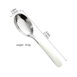 Cuillère <span class=keywords><strong>à</strong></span> dîner en acier inoxydable pour la cuisine domestique, finition miroir, manche crème de luxe, couverts sûrs pour les aliments, approvisionnement en gros - Product Image 6