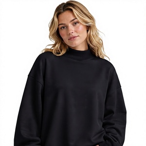 Sudadera Ligera de Alta Calidad con Diseño Sólido, Cuello Alto, Mangas Largas, Hombros Caídos, Corte Regular, Diferentes Colores - Product Image 1