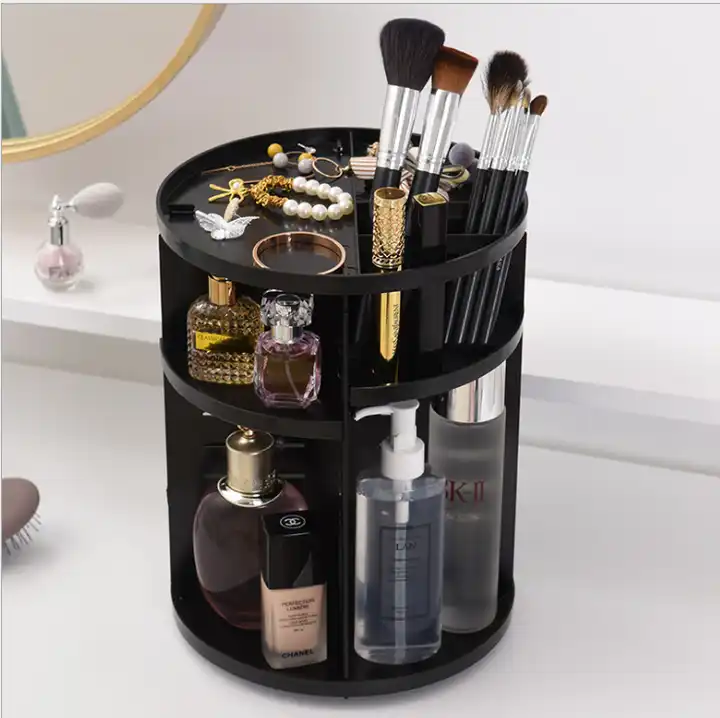 Wholesale 360-degree Rotating Makeup Organizer Box Brush Holder Jewelry Organizer  Case Jewelry Makeup Cosmetic Storage Box From m.