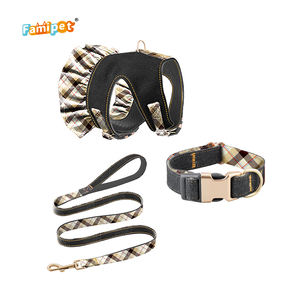 Famipet, fabricante de tela vaquera personalizada, Serie de diseño, accesorios ajustables para mascotas, conjunto de arnés y <span class=keywords><strong>collar</strong></span> de correa para perros - Product Image 4