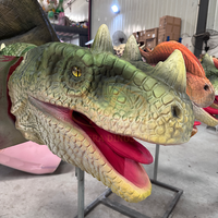 Tête de dinosaure simulée animatronique en métal pour centre commercial décoration de parc sportif d'aéroport public pour parc
