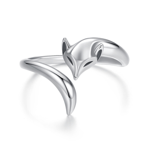 Anillo Plateado con Forma de Zorro, Diseño Animal Moderno, Joyería Unisex de Moda, Regalo para Uso Diario - Product Image 1