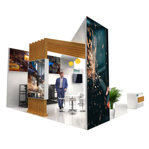 Izexpo 30 دقيقة حامل معرض سريع البناء كشك فاخر محمول خشبي ليد لافتة خلفية عرض مخصص كشك المعرض التجاري - Product Image 3