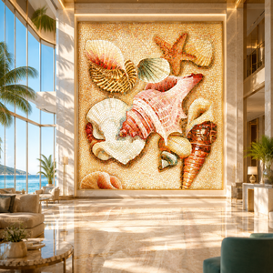 Mosaico Moderno de Conchas Rosadas para Decoración de Paredes, Mosaico para Baño, Mosaico Personalizado al por Mayor - Product Image 2