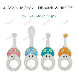 Mordedor personalizado cepillo de dientes bebé seguro silicona <span class=keywords><strong>Molar</strong></span> Stick y cepillo de limpieza de lengua silicona Bpa libre bebé mordedor 2 piezas juegos - Product Image 1