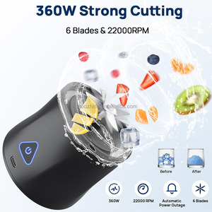 USB Type-C sạc cá nhân <span class=keywords><strong>juicers</strong></span> với 6 lưỡi Push nút điều khiển nhựa ngâm máy xay sinh tố cho trong nhà sử dụng ngoài trời - Product Image 5