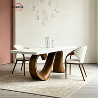 Table à manger moderne minimaliste en bois massif, plateau rectangulaire en marbre, base irrégulière, table de salle à manger pour le salon, meubles design
