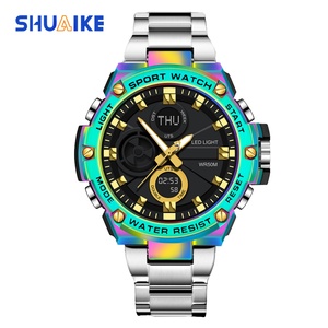 Nouvelle montre numérique en acier inoxydable 1092, boîtier doré, LED lumineuse, montre-bracelet de sport pour homme, support OEM, montre numérique ovale décontractée - Product Image 5