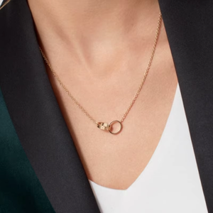 ファッショントレンド低刺激性ステンレス鋼ラブネックレスパーソナライズダブルリングダイヤモンドなし美容ネックレス - Product Image 4