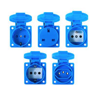 Stopkontak Ekstensi Industri Italia Tahan Air IP54 10A 2 Outlet CE Bahan PA Biru