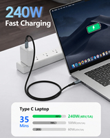 Cable USB C 3.2 Gen2 20Gbps 4K 60Hz, Cable Tipo-C de Función Completa, Personalizado de Fábrica, Trenzado, 1m 2m 3m, Carga Rápida 240W, Cable C a C