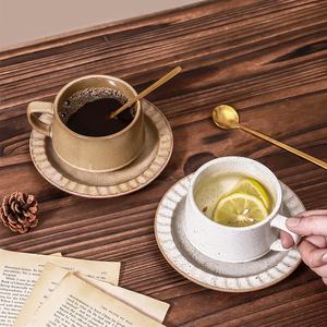 Juego de platillos de taza de café de gres Retro nórdico, cerámica japonesa moderna para uso comercial, fiestas, venta al por mayor transfronteriza para leche - Product Image 4