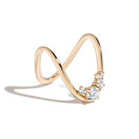 Milskye Hochwertiger Modeschmuck Feiner Schmuck Leichter 18k Vergoldeter Messing Cluster Tief Gebogener Ring für Damen