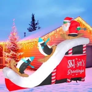 8英尺户外圣诞滑雪圣诞老人装饰庭院充气吹气装饰装饰用品weihnachtsdeko户外