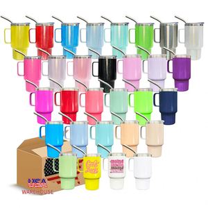 3oz Stainless Steel Handled Shot Glass Tumbler with Straw Macaron Colors Insulated Mugs for Cold <b>Hot</b> Beverages Wedding Party - Product Image 1