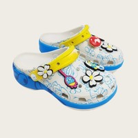 Chaussures pour femmes à talons hauts de style dessin animé, augmentant la taille, imprimées nuages Smurf, élégantes, pantoufles d'extérieur respirantes et antidérapantes