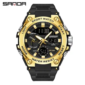 SANDA Stylish Ready Made New Design Trend Design Niedriger Preis Chronograph Personal isierte Quarzuhren Herren uhr Silikon armband