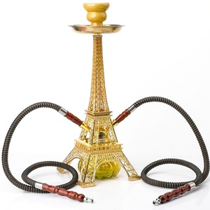 Set de Shisha/Hookah Torre Eiffel con 2 Mangueras, Pipa de Agua de Metal y Vidrio, Regalo para Bar o Viajes - Product Image 1