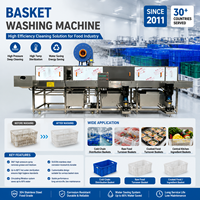 Laveuse de caisses de matières premières en acier inoxydable 304 pour cuisine centrale, équipement de nettoyage de caisses de retournement de vaisselle froide