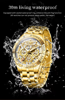 Montre à quartz pour homme OLEVS 9913, bracelet en acier inoxydable avec miroir revêtu haute dureté, montre squelette de luxe pour les affaires