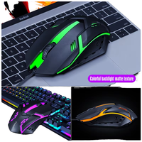 Clavier de jeu TF200 et ensemble de souris Clavier de jeu filaire étanche Combo Rainbow LED rétro-éclairé Clavier filaire pour PC Gaming