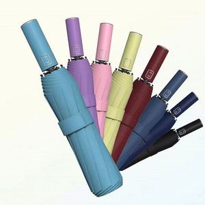 Auto Open Close Travel <b>Umbrella</b> Compact Durable Metal Fiberglass Frame <b>Windproof</b> Waterproof for Backpack Purse Portable Use - Product Image 2